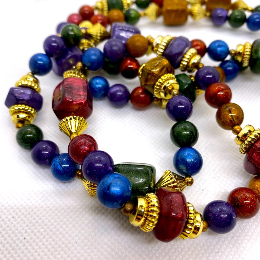 Jewel Toned Vintage Necklace 1960’s Retro Colorful 24”